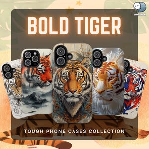 Colección de fundas resistentes para teléfono Bold Tiger (juego de 8): para iPhone 16 Pro Max, 15 Plus, 14, 13, 12, 11, XS y Samsung S24, S23, S22, S21