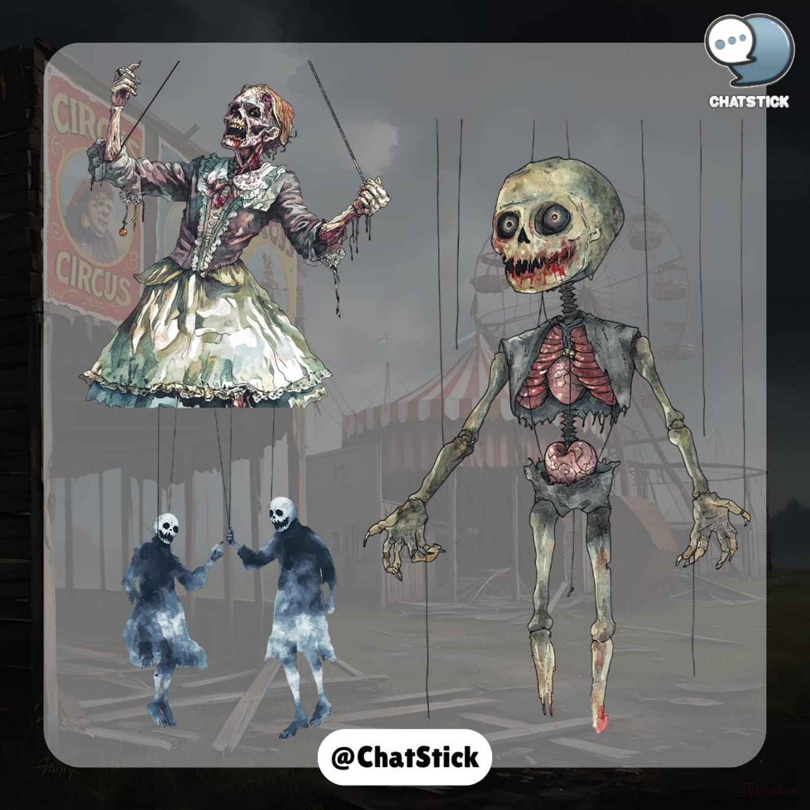 160 Zombie Puppeteers Clipart Bundle | Creepy Zombie Puppet Masters PNG ...