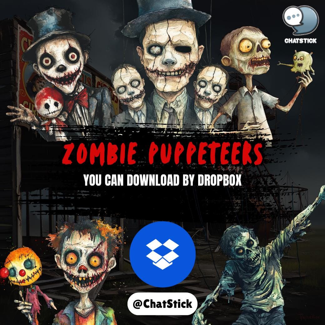 160 Zombie Puppeteers Clipart Bundle | Creepy Zombie Puppet Masters PNG ...