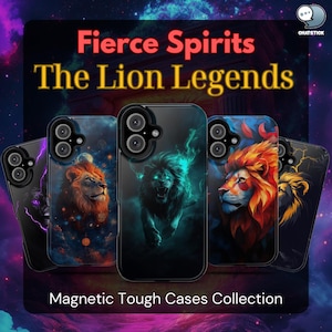 Fierce Spirits: 7 Mystical Lion Magnetic Tough Phone Cases Collection (Set of 7) for iPhone 16 Pro Max, 15 Plus, 14, 13, Mini