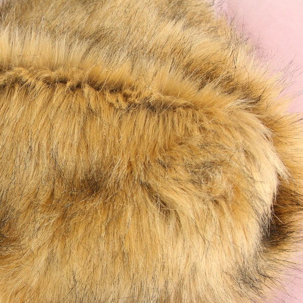 FD Furs GOLDEN COYOTE long pile animal faux fur fabric pieces for crafts & fursuit materials