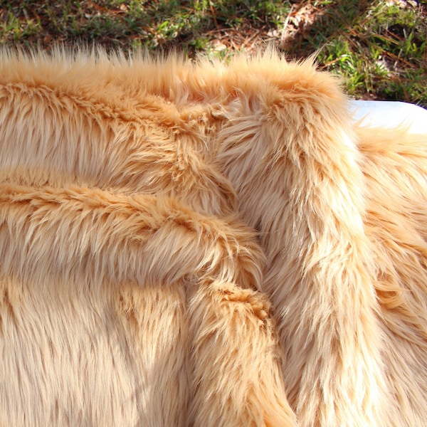 FD Furs HONEY BLONDE long pile shag faux fur shaggy fabric pieces for crafts & fursuit materials