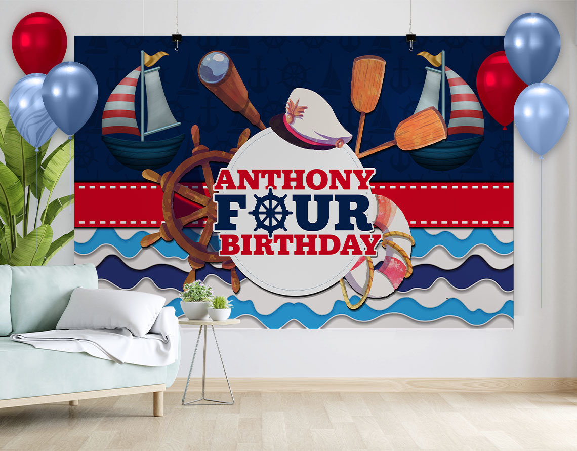 Little Sailor Backdrop Birthday Party Personalizable Sailor Birthday Backdrop  Backdrop for Theme Party Sail Nautical Kids 