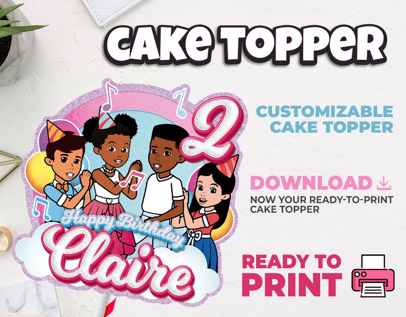 Digital &amp; Printable Birthday Gracie's Cake Topper Custom Personalized ...