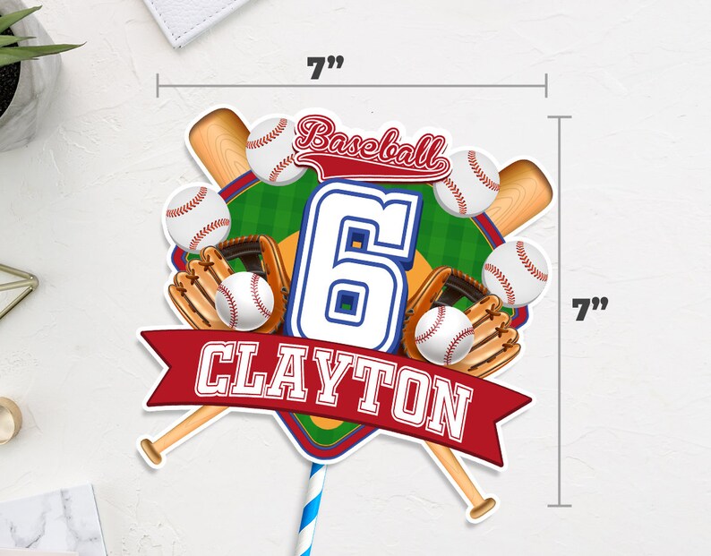 Digital &amp; Printable Birthday Baseball Cake Topper Custom Personalized ...
