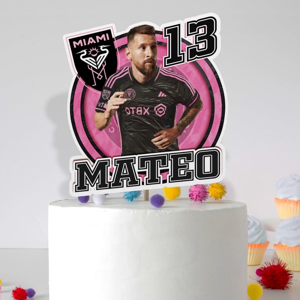Digital & Printable Birthday Soccer Team Cake Topper | Custom Personalized Miami Soccer Cake Topper | Cake topper for theme Party Soccer