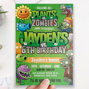 Digital &amp; Printable Birthday Plants Party Game Invitation Custom ...