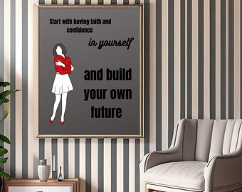 Positive, motive quote inspiring woman to take action, printable wall art, home downloadable décor for sunny day, high resolution, 300dpi