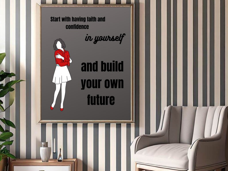 Positive, motive quote inspiring woman to take action, printable wall art, home downloadable décor for sunny day, high resolution, 300dpi image 1