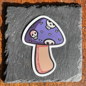 Purple Mushroom Skull Vinyl Sticker