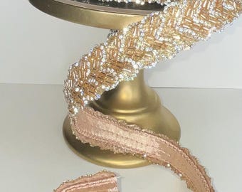 Rose Gold Beaded Jewel Chevron Glam Trim