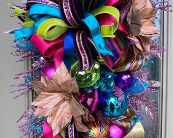 Christmas Kaleidoscope Swag: D. Stevenson & Farrisilk Ribbon