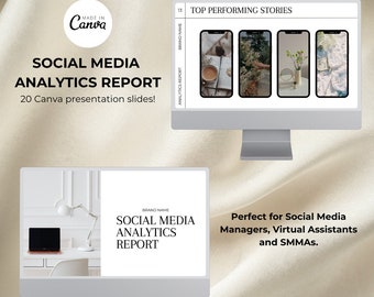 Social Media Analytics Template | Social Media Report | Social Analytics Canva Template | Instagram Report Template | Canva Presentation