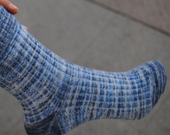 Blue wool socks, wool socks, handmade, wool knitted socks, sofa socks, bed socks, apron socks, wool bed socks