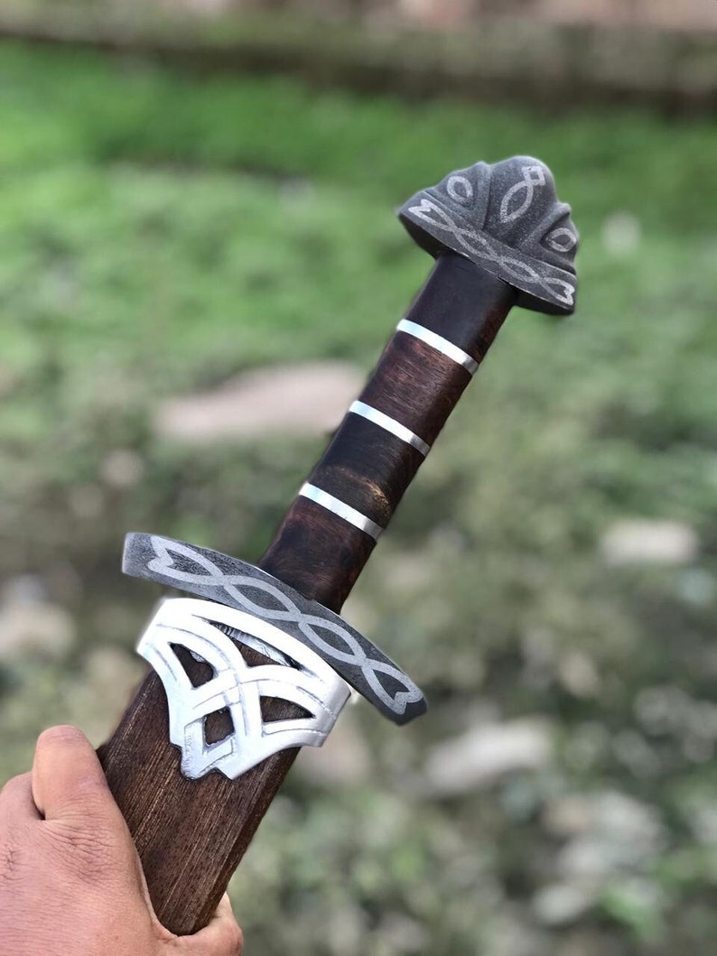 Espadas vikingas de acero de Damasco de mano, espadas listas para la batalla, espadas norteñas, regalos para papá, regalos para marido, regalos para novio, regalos para hombres imagen 2