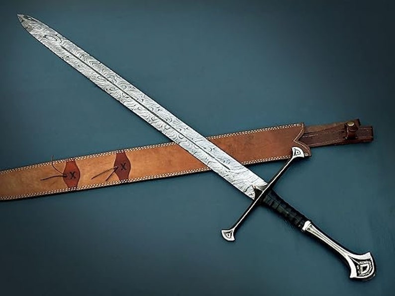 Espadas vikingas de acero de Damasco de mano, espadas listas para la batalla, espadas norteñas, regalos para papá, regalos para marido, regalos para novio, regalos para hombres Damascus Sword