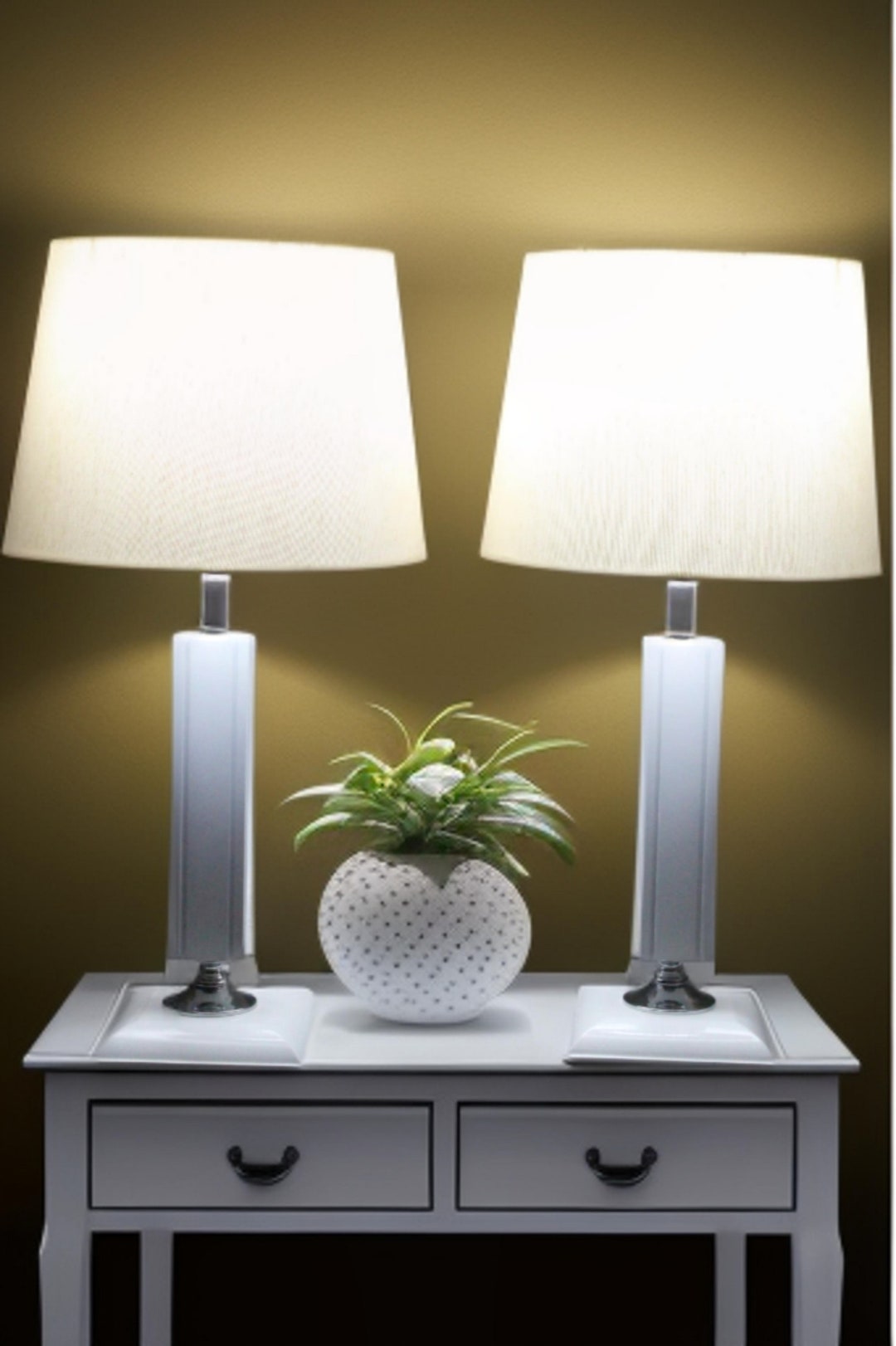 Bedside Lamps Set of 2, Wood Bedside Table Lamp With Linen Lampshade