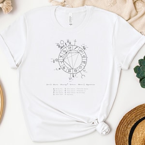 Camisa zodiacal/ carta natal/ camisa de geometría sagrada / carta astrológica / arte esotérico / Camisa vegana