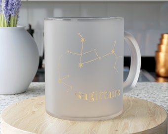 Taza de vidrio esmerilado Constelación de Sagitario: un cielo estrellado en cada sorbo