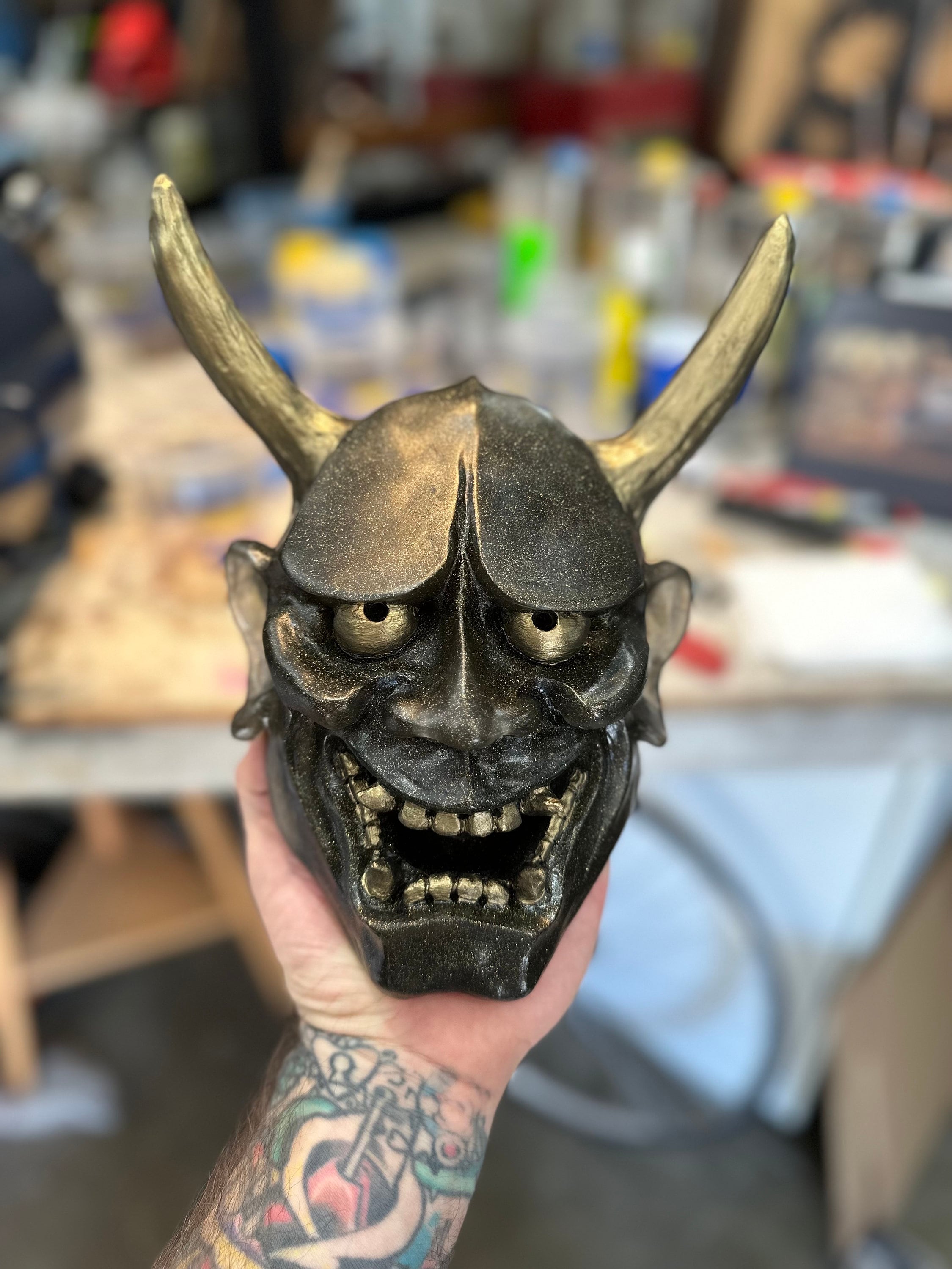 Bronze Hannya Mask – Japanese Oni Wall Art | Hand-cast Resin