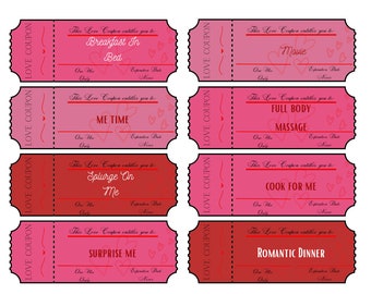 Customizable Printable Valentine's Day Love Coupons