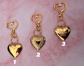 Heart Locket Keychain, Locket Keychain, Personalized Locket, Purse Charm, coquette Purse Charm, Sentimental gift, Mother’s Day gift,mom gift