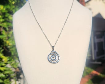Stainless Steel Spiral Necklace, Silver Spiral Pendant, Minimalist Symbolic Jewelry, Unisex Necklace, tarnish free