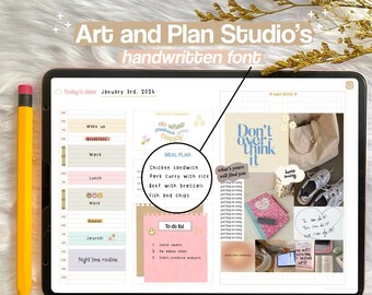 APS Cute handwritten font for digital planning, iPad font, Neat handwriting font for Goodnotes and Procreate, Digital Note-taking font