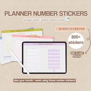 Planner number stickers for Digital Planning, Goodnotes number stickers, Circle date number stickers for iPad, Calendar stickers