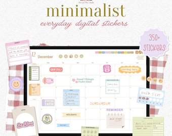 Adesivos minimalistas para o planejador digital diário | fitas washi, bloco de notas, notas adesivas, etiquetas, adesivos de widget | Adesivos digitais para Goodnotes