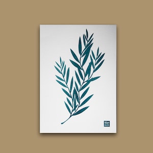 Turquoise Leaf - A5 illustratie in risografie