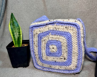 Retro granny square crochet bag