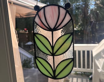 Atrapasol floral de vitral moderno de mediados de siglo