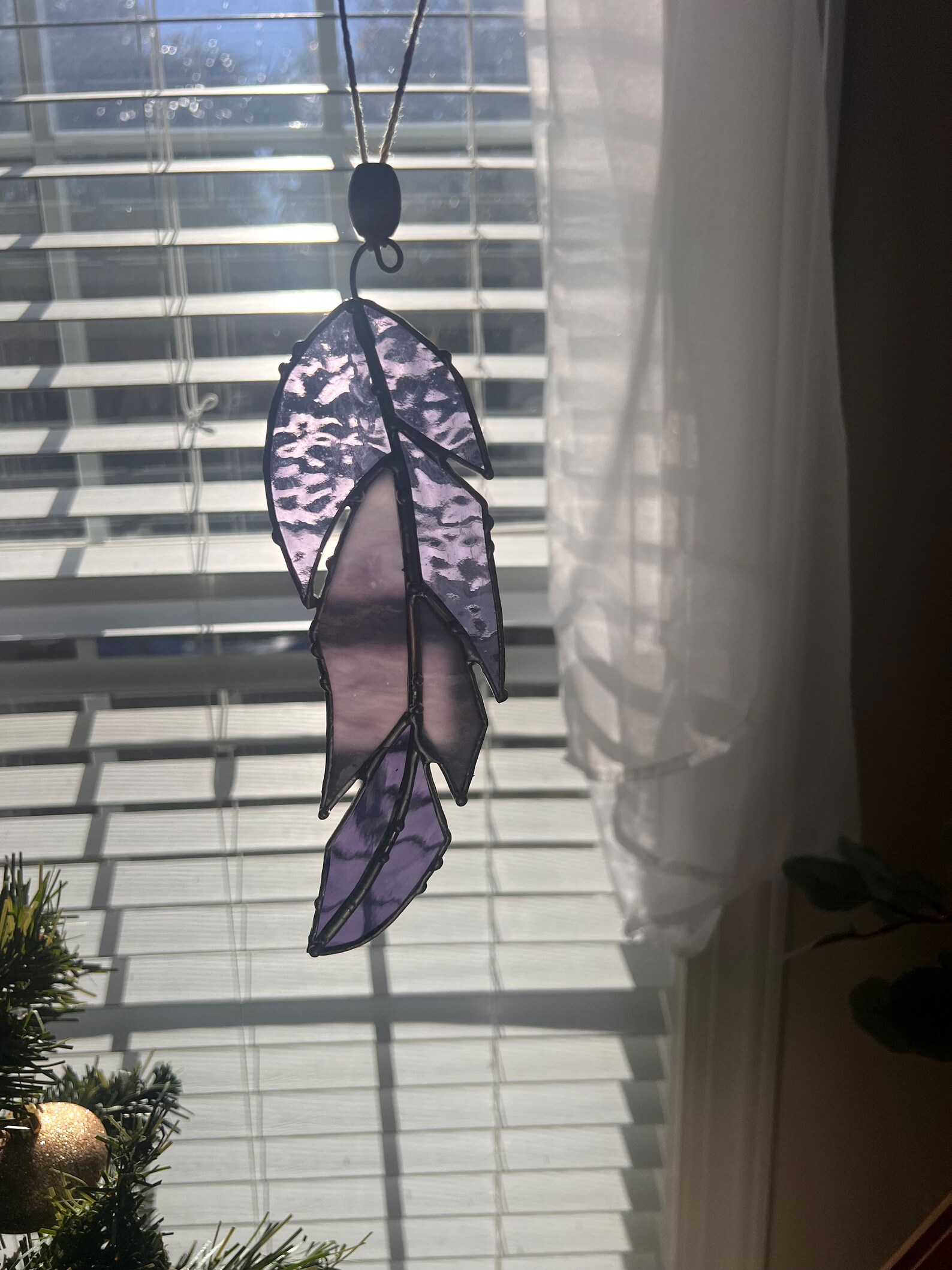 Stained Glass Feather, Feather Suncatcher, Feather Glass Window Hanging