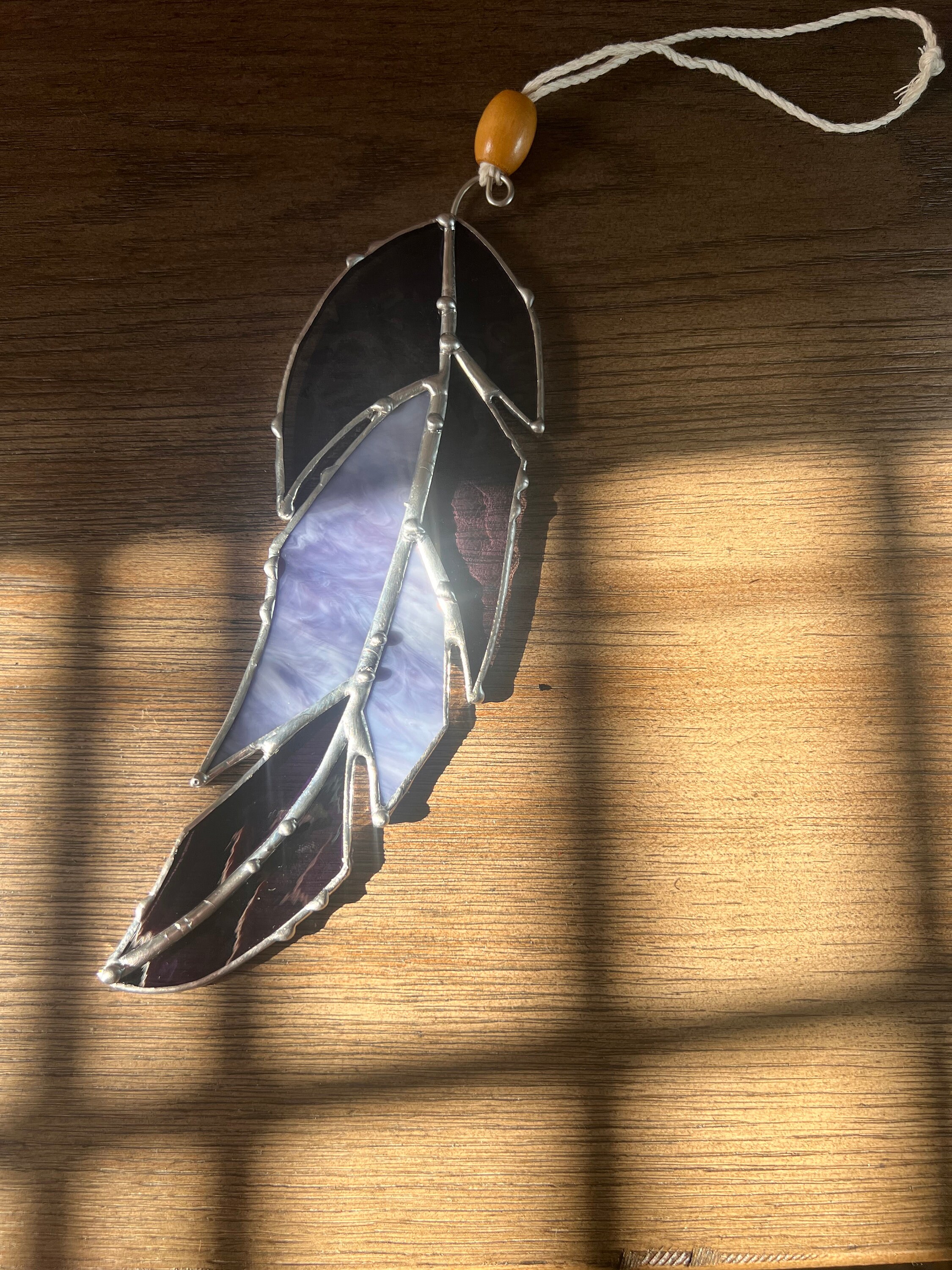 Stained Glass Feather, Feather Suncatcher, Feather Glass Window Hanging