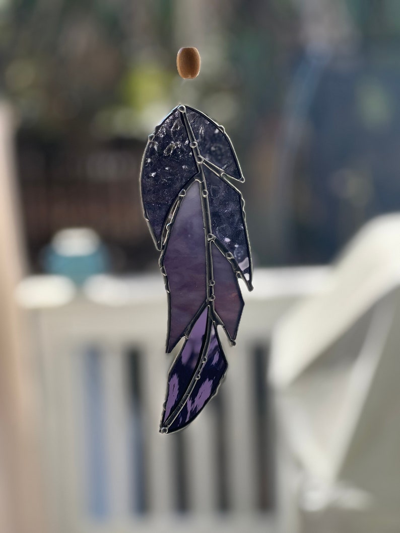 Stained Glass Feather, Feather Suncatcher, Feather Glass Window Hanging