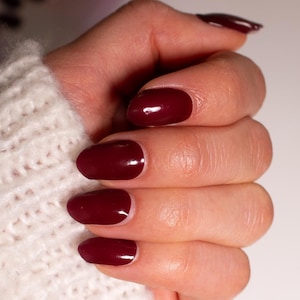Burgundy Red &#39;Wine Not?&#39; Semi-Cured Gel Nail Stickers Gel Nail Wraps Nail Polish Strips Nail Art Decals Gel Nail Strips Christmas Nails