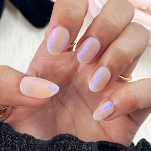 Hailey Glazed Donut Blue Chrome &#39;Melon Magic&#39; Semi-Cured Gel Nail Stickers Żelowe naklejki na paznokcie Żelowe naklejki na paznokcie UV Żelowe paski na paznokcie