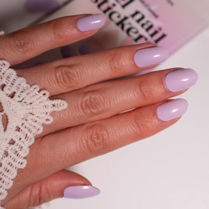Purple Lilac Pastel &#39;French Lavender&#39; Semi-Cured Gel Nail Stickers Gel Nail Wraps UV Gel Nail Stickers Gel Nail Strips Solid Polish Strip