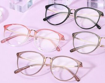 Oversized Oval Eyeglasses Frame: Blue Light Blocking Oversized Trendy - Non Prescription / Prescription Reading Glasses in Multiple Colors