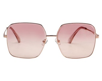 Übergroße quadratische Sonnenbrille 'Bermuda' - Sonnenbrille mit buntem Farbverlauf - Vintage-Sonnenbrille Unisex - Individuelle Sonnenbrille