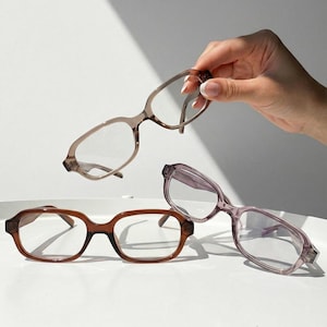 Retro Side Eye Rectangular Glasses 90s Minimalist Street Style Prescription Frames Blue Light Blocking Glasses Lightweight Rectangular Specs