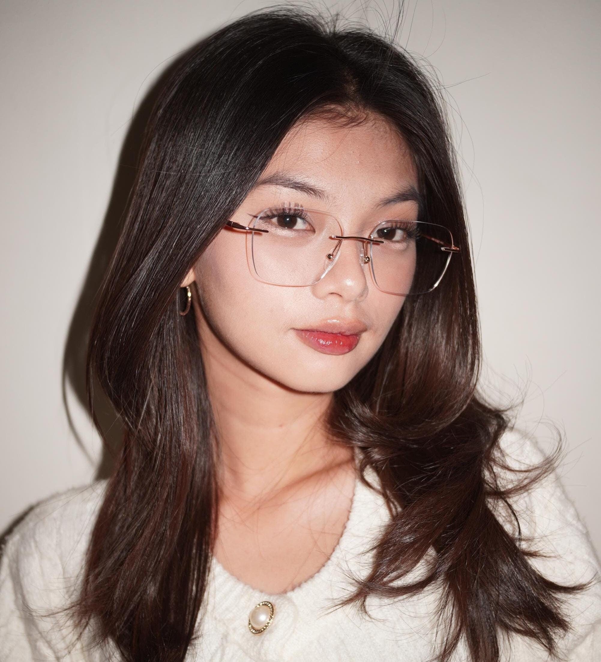 DUSK Rectangular Oval Rimless Glasses Frames Eyewear Prescription Readers Frameless Glasses Blue Light Vintage Glasses Computer Glasses Y2K
