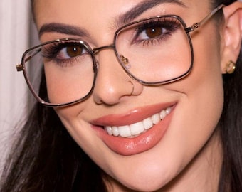Oversized Eyeglasses "Therese Square" Colorful Eyewear Frames Prescription Readers Vintage Glasses Blue Light Blocking, Polarized Sunglasses