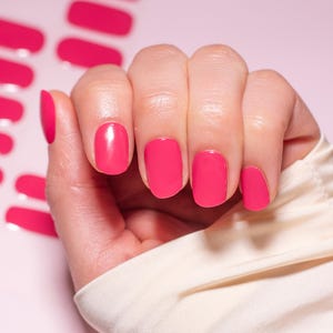 Coral &#39;Red My Mind&#39; Semi-Cured Gel Nail Stickers Gel Nail Wraps UV Gel Nail Stickers Gel Nail Strips Solid Christmas Nails