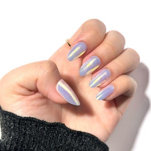 Hailey Glazed Donut Pink Chrome &#39;Fiji&#39; Semi-Cured Gel Nail Stickers Gel Nail Wraps UV Gel Nail Stickers Gel Nail Strips Christmas Nails