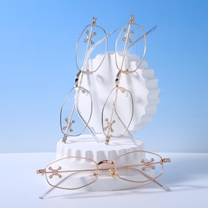 Jewelry Glasses Frames &quot;Marquee&quot; Slim Geometric Frames Custom Readers Blue Light Blocking Unique Reading Glasses - Like Monster