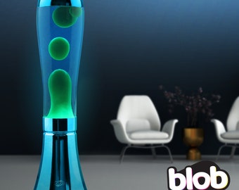 BIG BLOB Blob Lamps Lava Lamp - Metallic Blue Base - Green/Blue Retro Table Lamp Mood Light Kids Vintage Lavalamp Mood Lamp Bedroom Cool