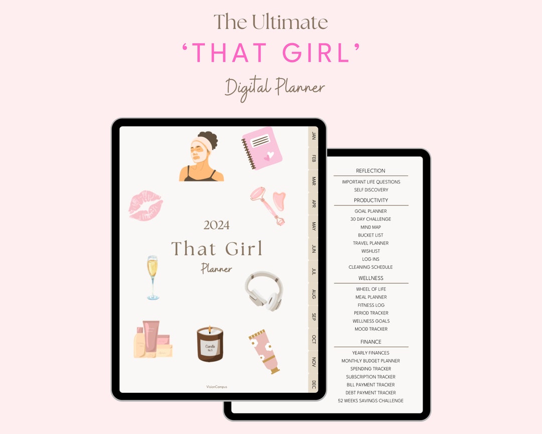 THAT GIRL Planner | 2024 Aesthetic Digital Planner | Daily, Weekly ...
