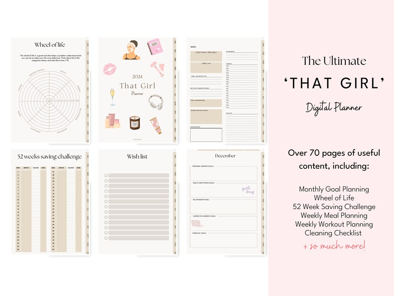 THAT GIRL Planner | 2024 Aesthetic Digital Planner | Daily, Weekly ...